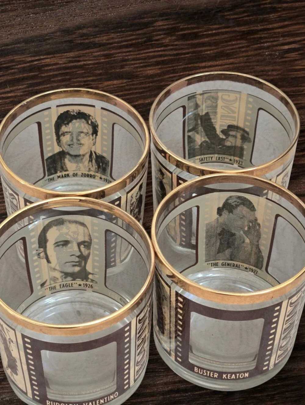 Vintage Houze Art Roaring Twenties Peek-a-boo low ball glasses Set of FOUR
